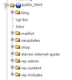 blue host web space public_html directory